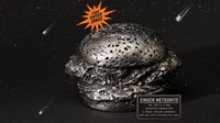 Produk unik lainnya berupa Zinger Meteorite. Harganya mencapai $20.000 (Rp 256 juta)! Kabarnya meteorit berbentuk burger ayam Zinger ini berusia 400 tahun. (Foto: Istimewa)