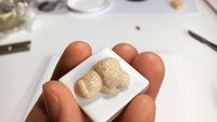 Kecintaan Teo pada makanan dan benda mungil mendorongnya terus berkreasi. Karenanya ia membuat minatur kepalan nasi yang tampak rumit ini.