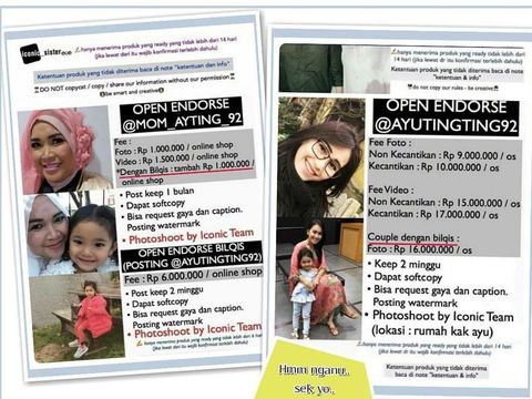 Ingin Endorse Ayu Ting Ting dan Bilqis? Siapkan Uang Rp 16 Juta