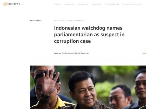  Begini Sorotan Media Internasional Soal Novanto Tersangka.