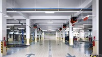 Cabang ini dilengkapi dengan ruang tunggu yang nyaman untuk pelanggan Sales dan Service, ruang pamer (showroom) kendaraan yang luas, 16 service stall untuk melayani perawatan dan perbaikan berbagai macam kendaraan Toyota. Pool/dok. Toyota.