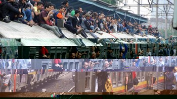 Tak dapat tempat duduk, pengguna KRL di era dulu banyak yang nekat naik ke bagian atapnya. Namun layanan KRL sekarang jauh lebih manusiawi. Foto: detikcom