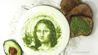 Lukisan Mona Lisapun bisa dibuat dengan buah alpukat. Sangat mirip ya? (Foto: Istimewa)