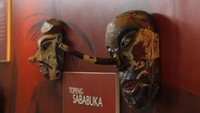 Topeng Sababuka adalah topeng asli masyarakat Dayak Kalimantan Tengah yang digunakan untuk keperluan upacara kematian. (Foto: Noval/detikcom)
