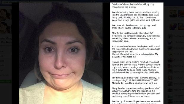 Laura Mazza menceritakan pengalamannya kentut saat yoga