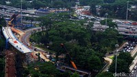 Begini penampakan kemacetan saat pembangunan proyek Simpang Susun Semanggi. Rachman Haryanto/detikFoto.