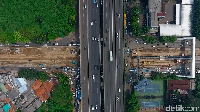 Begini penampakan kondisi lalin di Simpang Kuningan yang diambil dari udara. Muhammad Abdurrosyid/detikFoto.