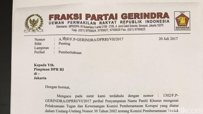 Gerindra Mundur dari Pansus Angket KPK