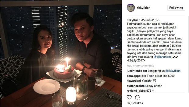 Rizky Febian dan pacar barunya, Dilla Hartono (dokumen Instagram Rizky Febian).