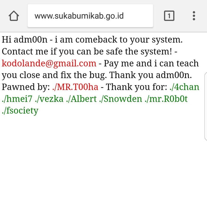 Situs Pemkab Sukabumi Diretas, Pelaku Minta Tebusan