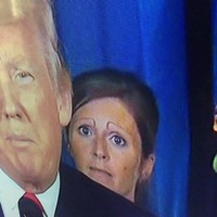 Wanita ini sempat jadi viral setelah ia muncul menjadi photo bomb saat Donald Trump memberikan pidato. Netizen salah fokus dengan alis wanita ini yang seperti lambang Nike terbalik. Foto: ist.