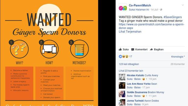 Wah, Pria Berambut Merah Sedang Jadi Primadona untuk Donor Sperma