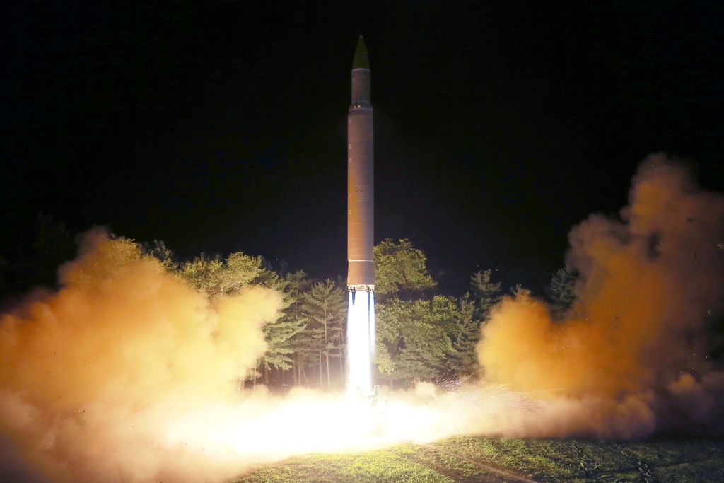 Intercontinental ballistic missile (ICBM) Hwasong-14 is pictured during its second test-fire in this undated picture provided by KCNA in Pyongyang on July 29, 2017. KCNA via Reuters ATTENTION EDITORS - THIS IMAGE WAS PROVIDED BY A THIRD PARTY. REUTERS IS UNABLE TO INDEPENDENTLY VERIFY THIS IMAGE. SOUTH KOREA OUT. NO THIRD PARTY SALES. NOT FOR USE BY REUTERS THIRD PARTY DISTRIBUTORS.Ê     TPX IMAGES OF THE DAY