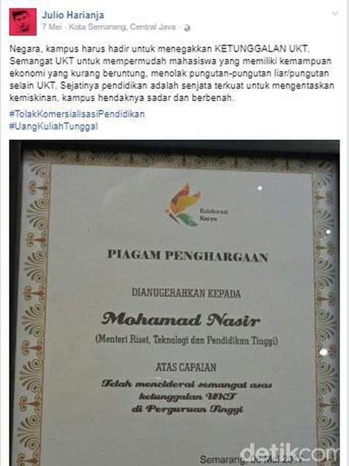 Apa Itu Ukt Yang Picu Piagam Sindiran Untuk Menristek