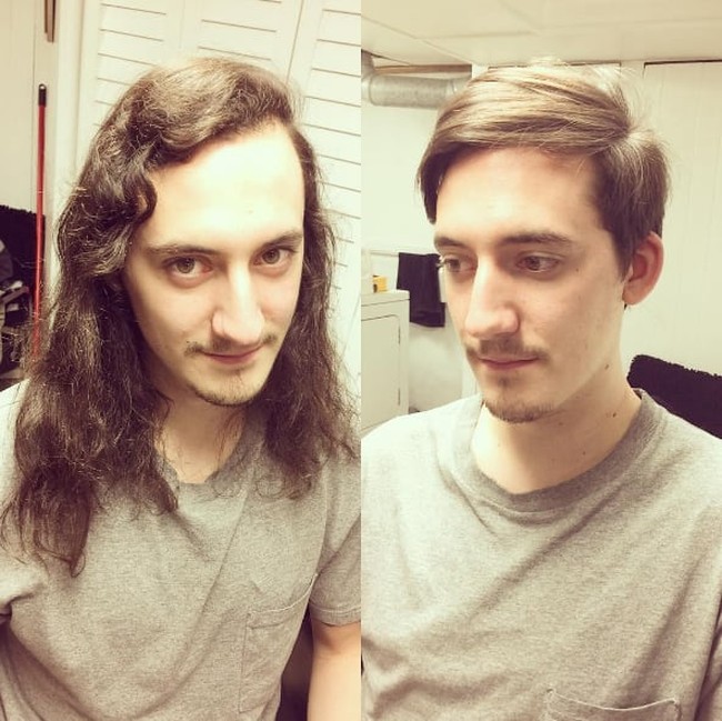 Rambut panjang membuat penampilan pria tampak lebih rebel. Pria ini bertransformasi jadi lebih imut dengan rambut yang pendek. Foto: dok. Instagram