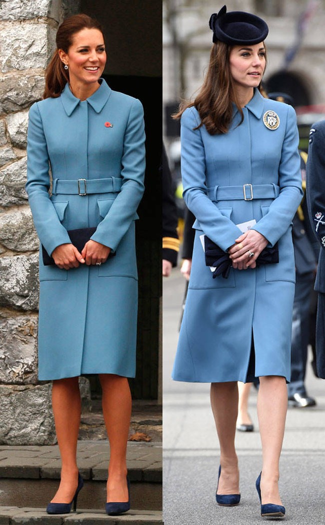 Coat dress lain favorit Kate kembali datang dari label Alexander McQueen. Yang satu ini dipakai sejak tahun 2014. Foto: Ist.