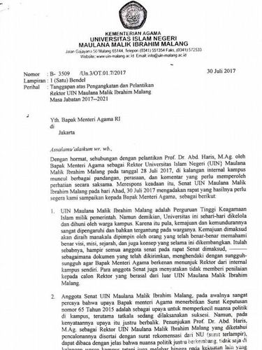 Senat UIN Malang tolak rektor baru/