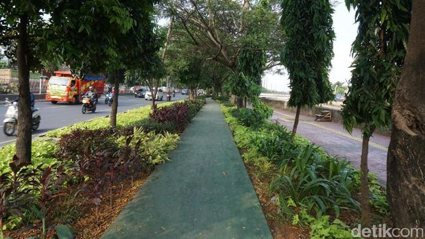 Trotoar rindang di Jalan Daan Mogot.