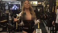 Mariah Carey, penyanyi bertubuh seksi ini kerap melakukan olahraga berat seperti angkat beban. Busananya saat olahraga kerap memicu kontrovesi. Foto: Instagram
