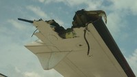 Sementara Wings Air mengalami kerusakan di sayap bagian kanan. Pesawat Wings Air tipe ATR 72-500 registrasi PK-WFF nomor penerbangan IW 1252 dari Medan menuju Meulaboh. Foto: Dok. Istimewa