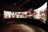 Video sepak bola ari berbagai belahan dunia yang bisa dilihat di dalam Football Museum (Museu do Futebol/Facebook)