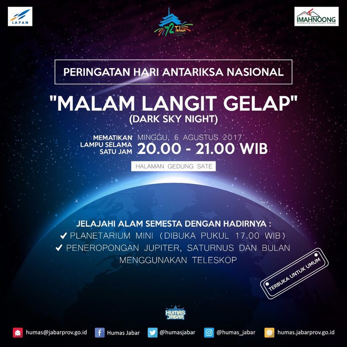 Yuk Minggu Malaman di Gedung Sate, Bisa Amati Jupiter & Saturnus