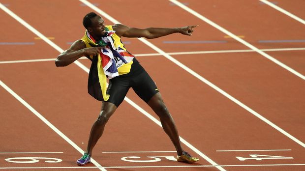 Usain Bolt Athletics - World Athletics Championships – men's 100 metres final – London Stadium, London, Britain – August 5, 2017 2017 – Usain Bolt of Jamaica gestures after the race. REUTERS/Eddie Keogh