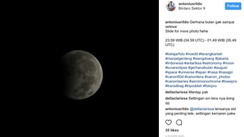 Untuk sebagian wilayah Papua, kontak terakhir saat Bulan meninggalkan penumbra tidak dapat diamati karena Bulan sudah terbenam dan Matahari sudah terbit. Foto: Instagram @antoniusrildo