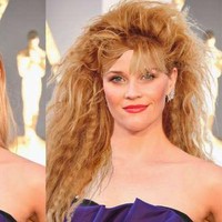 Begini penampilan Reese Witherspoon bergaya seperti rambut penyanyi Diana Ross. Mengembang dan keriting.