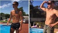 Bahkan sang suami pun ikut-ikutan meniru pose Cristiano Ronaldo. (Dok. Instagram/celestebarber)