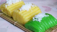 Tampilan gethuk lindri khas karena adonan singkong digiling lalu disusun melingkar. Biasanya warnanya cerah karena diberi aneka pewarna makanan. (Foto: Istimewa)