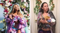 Pose Beyonce bersama anak kembarnya pun ikut ditiru oleh Celeste. (Dok. Instagram/celestebarber)