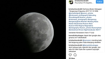 Situs BMKG menyebutkan, durasi gerhana Bulan sebagian sejak gerhana mulai hingga gerhana berakhir adalah 5 jam 4,9 menit. Foto: Instagram @kristianhendra04