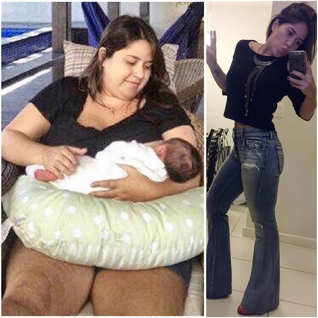 Hamil dan memiliki bayi tak jarang membuat peningkatan berat tubuh, terlebih jika tidak berolahraga dan diet. Wanita ini berhasil turunkan berat badan dengan tekad yang kuat setelah melahirkan.  Foto: Instagram