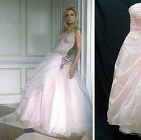 Detail bordir silver yang menghiasi bagian atas gaun sama sekali tidak tampak di foto kenyataan ketika gaun sampai ke tangan pembeli. Rok melebar yang tampak di foto iklan pun gagal terlihat di foto kenyataan. Foto: Dok. Bored Panda