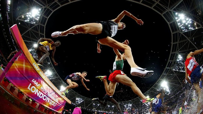 Athletics - World Athletics Championships - Womens 400 Metres Hurdles Semi-Final - London Stadium, London, Britain – August 8, 2017.  Lea Sprunger of Switzerland reacts after the semi-final heat. REUTERS/John Sibley