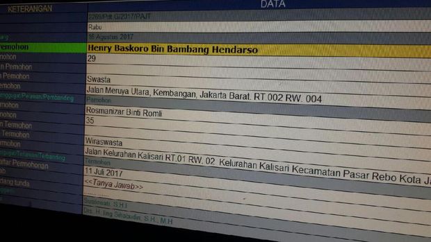 Bukti pendaftaran cerai Enji terhadap Rosmanizar.