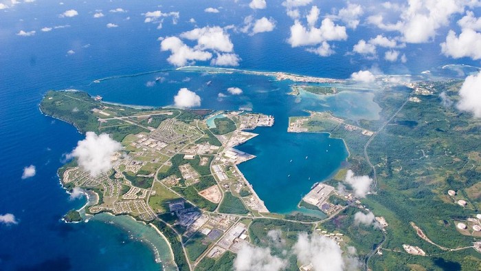 FILE PHOTO: An aerial view of U.S. Naval Base Guam September 20, 2006.  U.S. Navy/Handout/File Photo via REUTERS. ATTENTION EDITORS - THIS IMAGE WAS PROVIDED BY A THIRD PARTY.