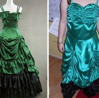 Tak ada detail draperi seperti pada foto iklan. Kenyataannya gaun pengantin di foto kanan tampak lurus dan tidak megah. Foto: Dok. Bored Panda