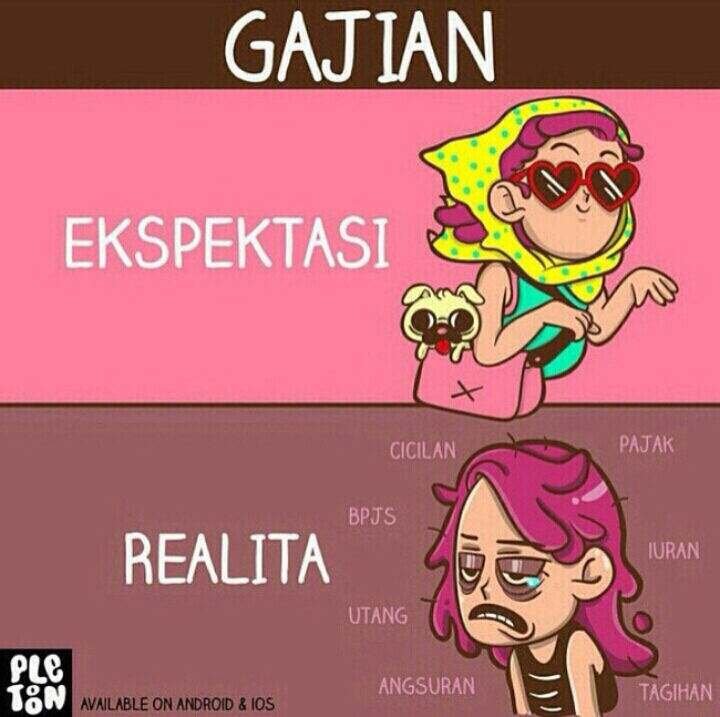 Terkadang ekspektasi dan realita mengenai gajian bikin miris dan menyesakkan dada. Foto: Instagram