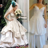 Pupus sudah impian calon pengantin ini tampil ala Sarah Jessica Parker di film Sex and The City. Gaun yang dibelinya sama sekali tidak mirip dengan gaun Sarah.