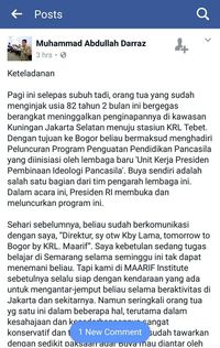 Screenshot FB Direktur MAARIF Institute