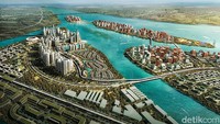 Gambar maket pulau reklamasi  Forest City di pantai Johor Bahru, Malaysia. istimewa/utusan.com