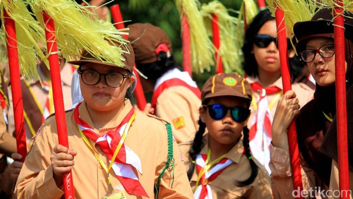 Peringati Hari Pramuka Nasional ke-56, ribuan pelajar berkebutuhan khusus ikuti Jambore di Jatinangor, Sumedang.
