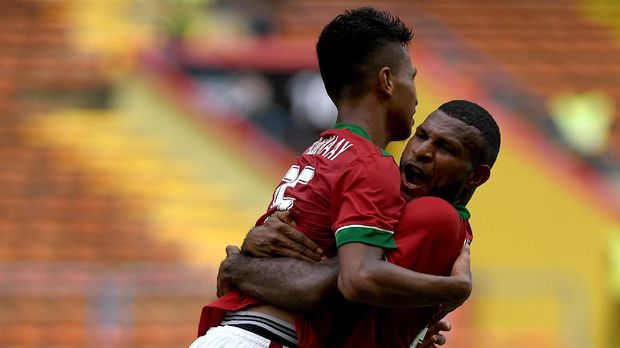 Marinus Wanewar mencetak gol pertama untuk Timnas Indonesia U-22.