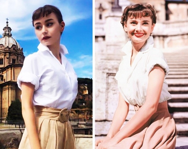 Wanita Inggris bernama Charlotte Tighe ini mirip aktris Audrey Hepburn. Sehari-harinya Charlotte pun tampil dengan gaya retro bak aktris legendaris itu. (Foto: Istimewa)