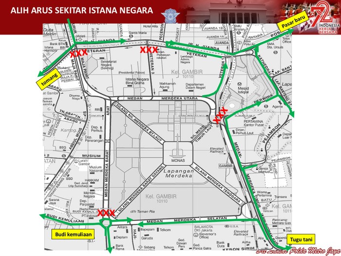 Catat! Ini Rute Pengalihan Arus di Sekitar Istana Pagi Ini