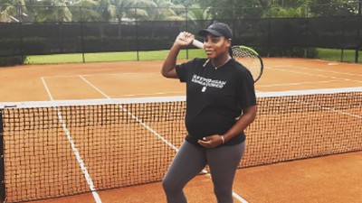Foto: Hamil 8 Bulan, Serena Williams Masih Rajin Latihan Fisik 20 Menit