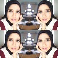 Laudya Cynthia Bella tampil cantik dengan gaya hijab simpel dan riasan penuh. Wajahnya semakin berseri ya sebelum menikah. (Foto: Dok. Instagram)