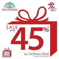 Jika ingin mencari sepatu yang lebih formal untuk bekerja, kunjungi saja gerai Buccheri di mal terdekat. Di Hari Kemerdekaan, Buccheri memberi diskon hingga 45%.